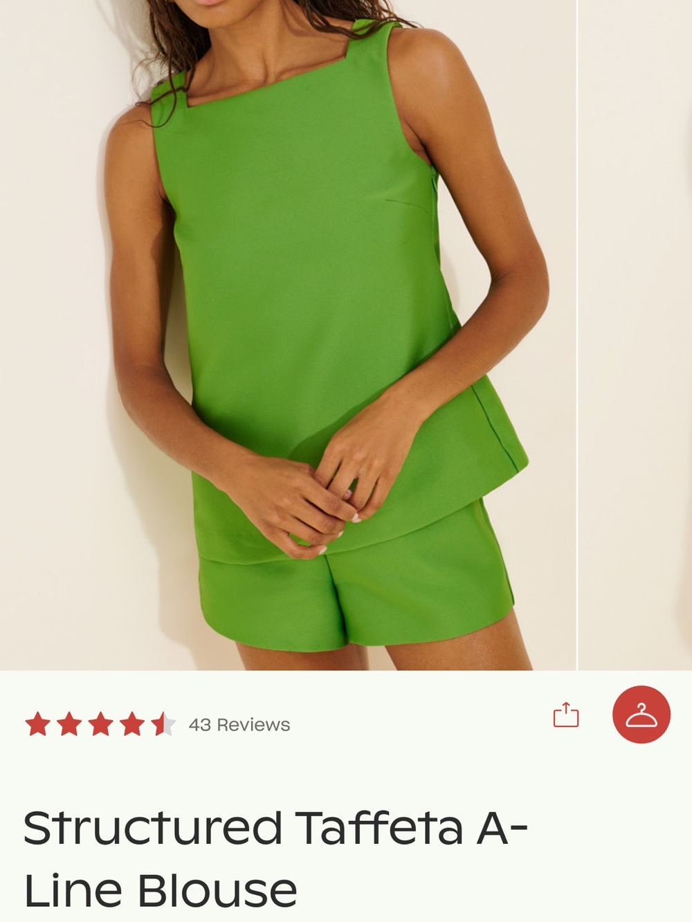 Green Women’s Structured Taffeta Matching Shorts Set